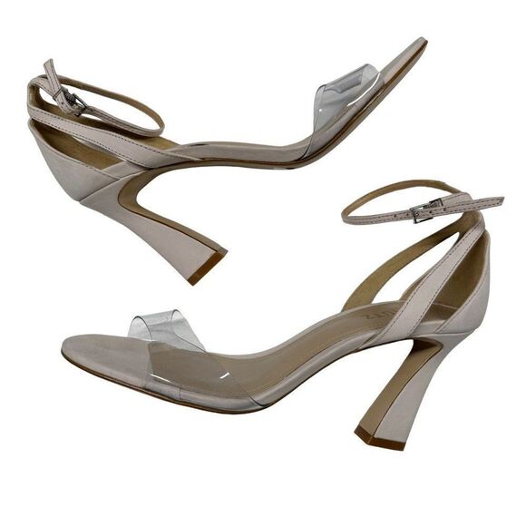 Schutz Kristy Suede Clear Vinyl Ankle Strap Suede Dress Sandals - Picture 1 of 12